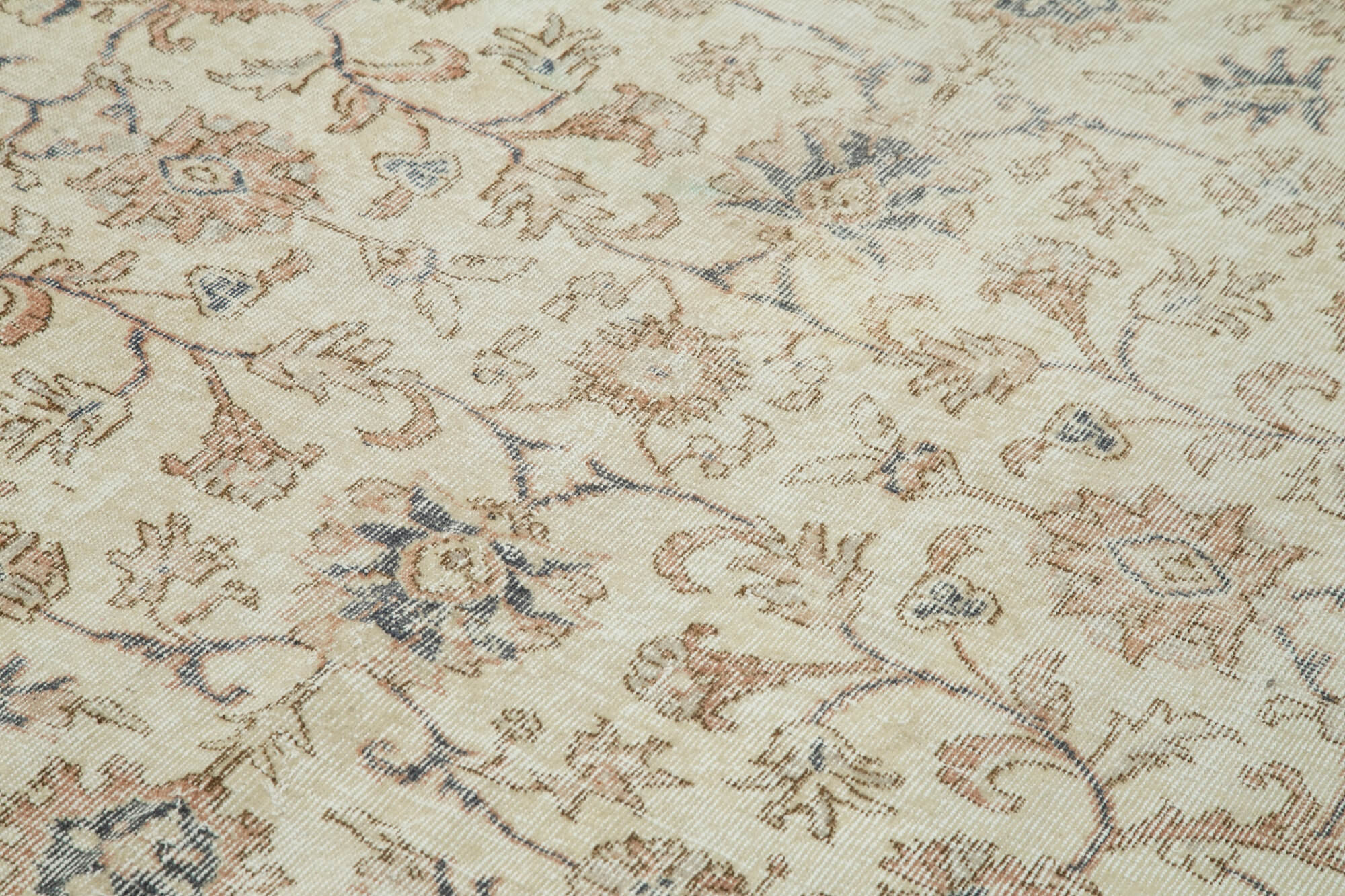 Vintage Cotton Wool Rug – Handmade Beige Area Rug 6'10'' x 10'1'' with Durable Woven Carpet