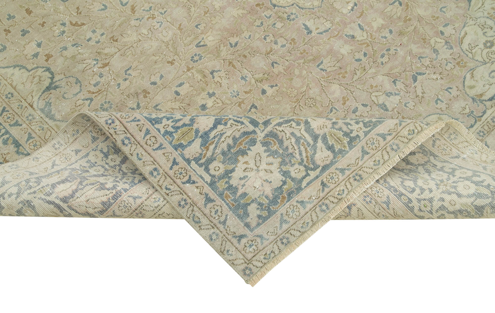 Vintage Cotton Wool Rug – Handmade Area Rug | Beige Wool Turkish Vintage Carpet 6'7''x10'1''