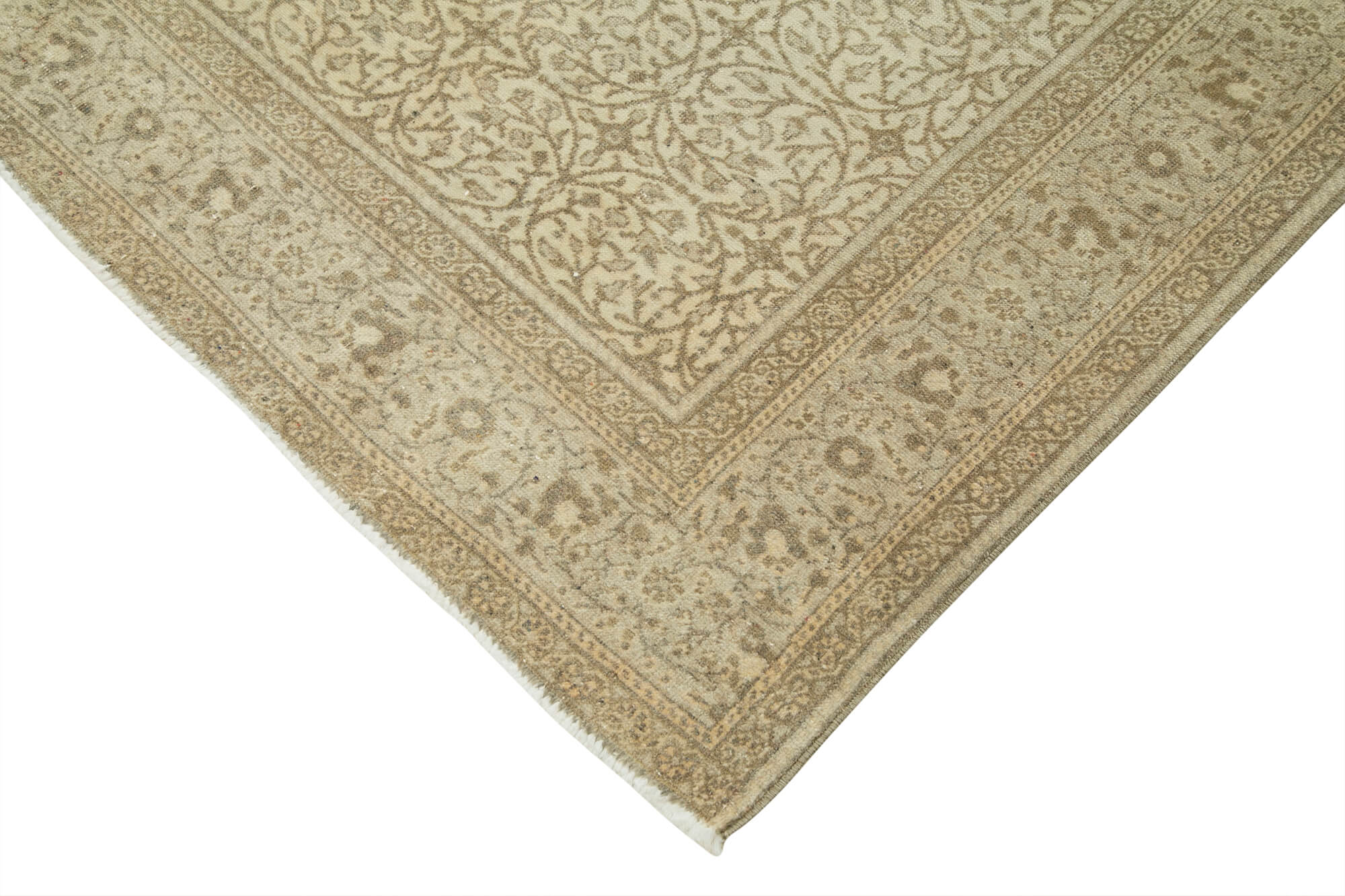Vintage Cotton Wool Rug - Handmade Area Rug 6'4''x9'4'' Beige Wool Carpet