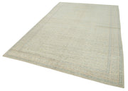 Vintage Cotton Wool Rug - Handmade Area Rug 6'4'' x 9'7'' Beige Turkish Wool Carpet