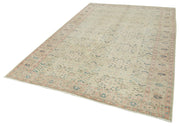 Vintage Cotton Wool Rug - Handmade Beige Wool Area Rug 6'7'' x 9'7'' | Turkish Vintage Carpet