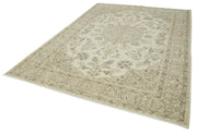Handmade Wool Area Rug – Kayseri Beige Vintage Cotton Blend, Hand Woven Carpet 7'1''x10'