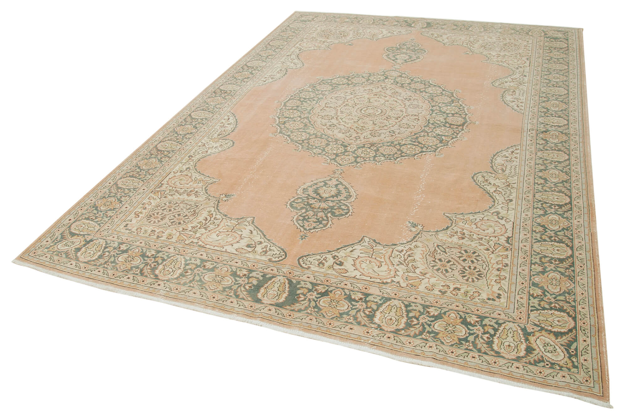 Vintage Cotton Wool Rug – Handmade Area Rug 6'9'' x 9'10'' | Turkish Hand Knotted Carpet