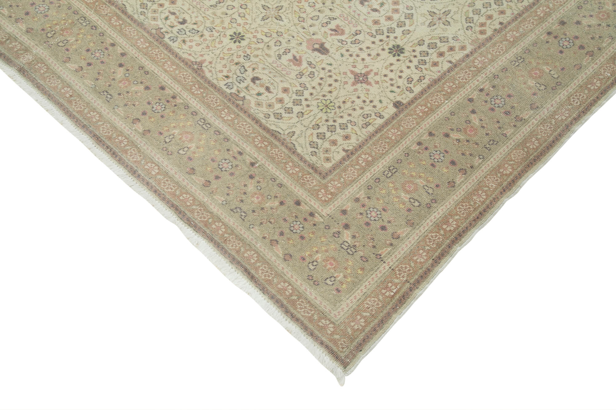 Handmade Vintage Area Rug – Kayseri Classic Beige Cotton Wool Carpet 6'7''x9'7''