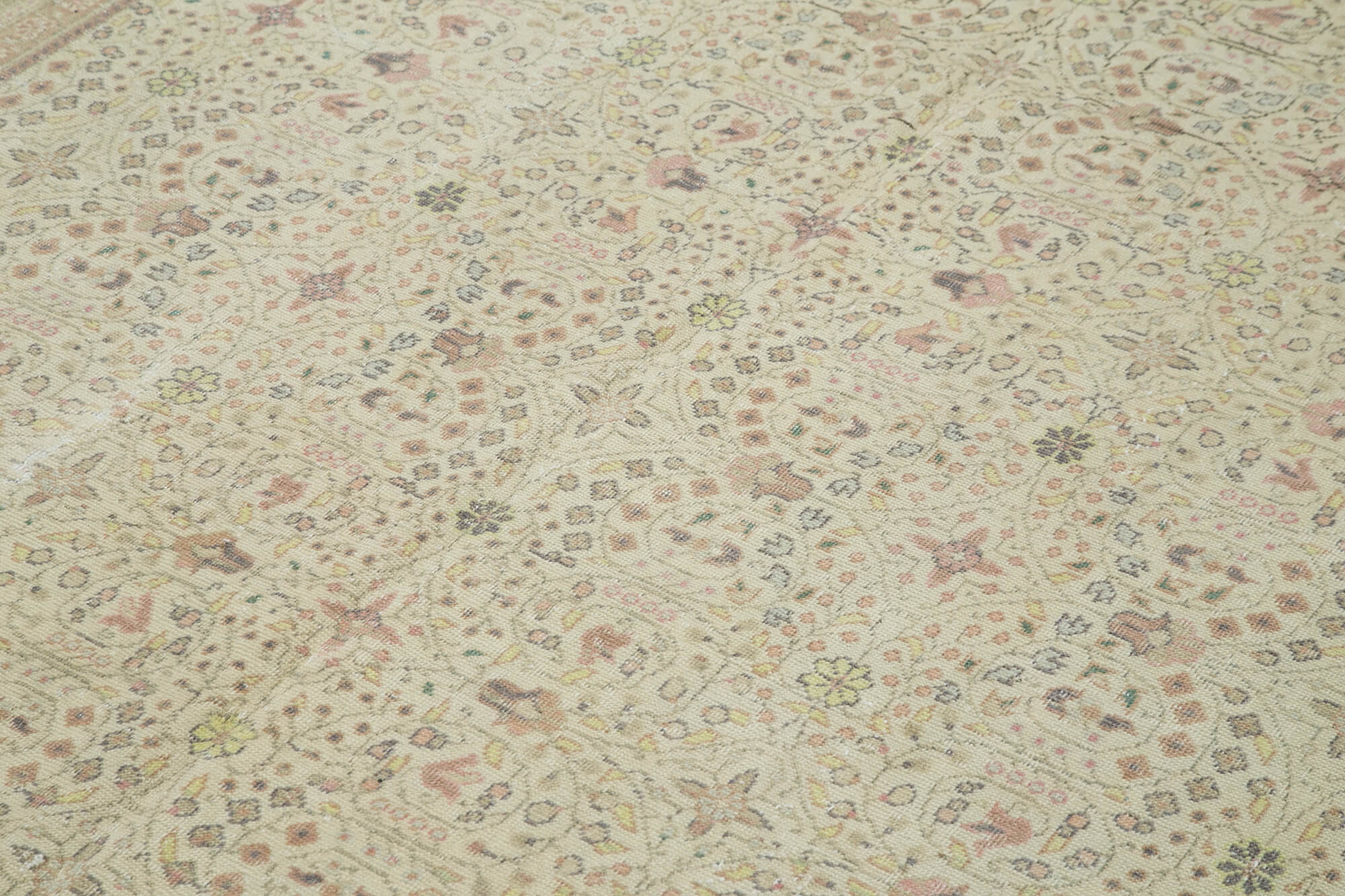 Handmade Vintage Area Rug – Kayseri Classic Beige Cotton Wool Carpet 6'7''x9'7''