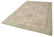 Vintage Handmade Area Rug - Kayseri Beige Wool Cotton Blend | Durable Hand Woven Rug 6'6''x9'11''