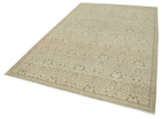 Handmade Vintage Area Rug – Beige Wool Cotton Blend Turkish Carpet 6'3''x9'6''