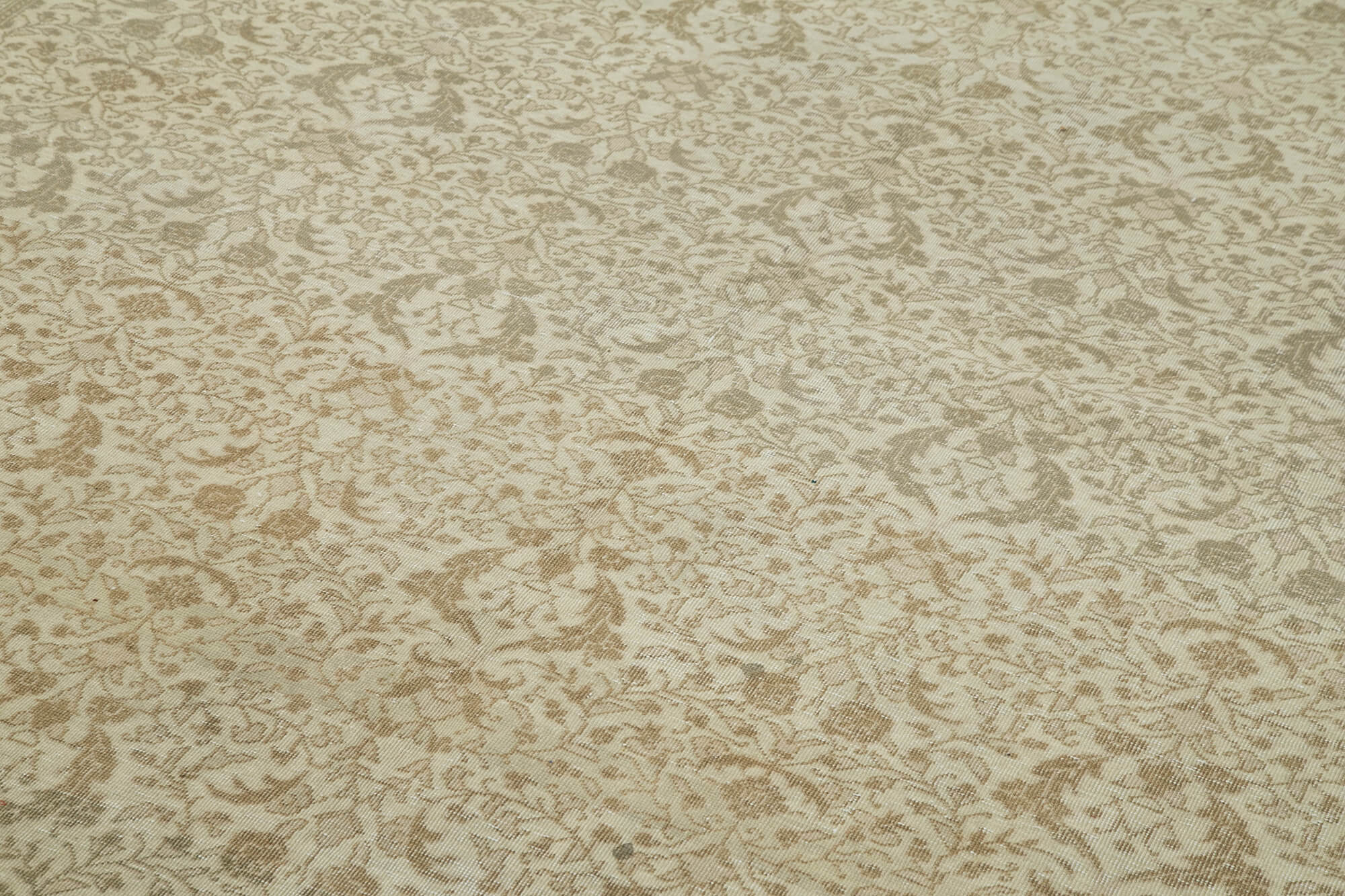 Handmade Vintage Area Rug – Beige Wool Cotton Blend Turkish Carpet 6'3''x9'6''