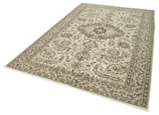 Handmade Vintage Area Rug - Kayseri Cotton Wool Blend, Neutral Beige 6'5''x9'9''
