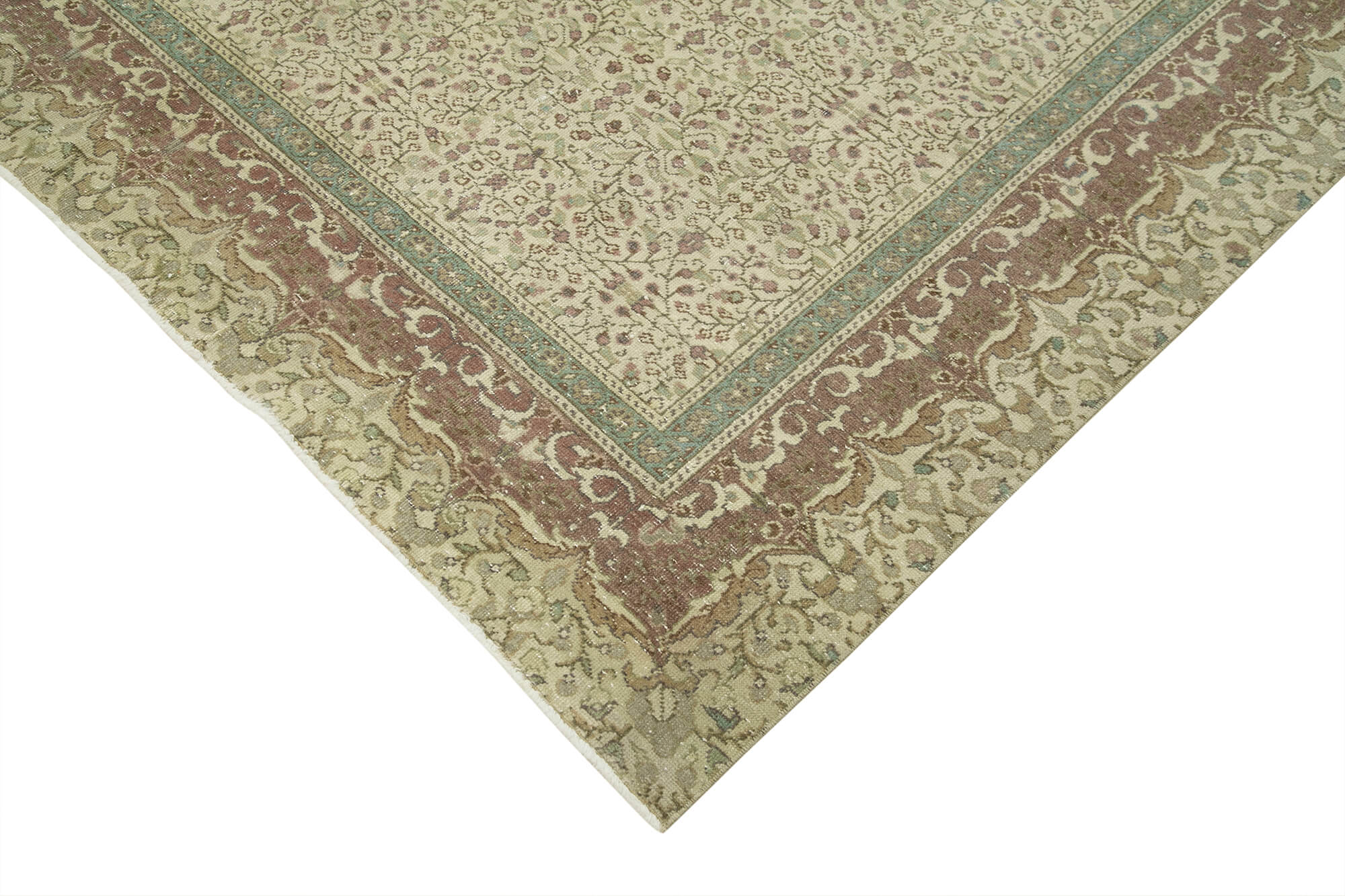 Handmade Vintage Area Rug – Kayseri Beige Wool & Cotton Classic Carpet 6'4''x9'7''