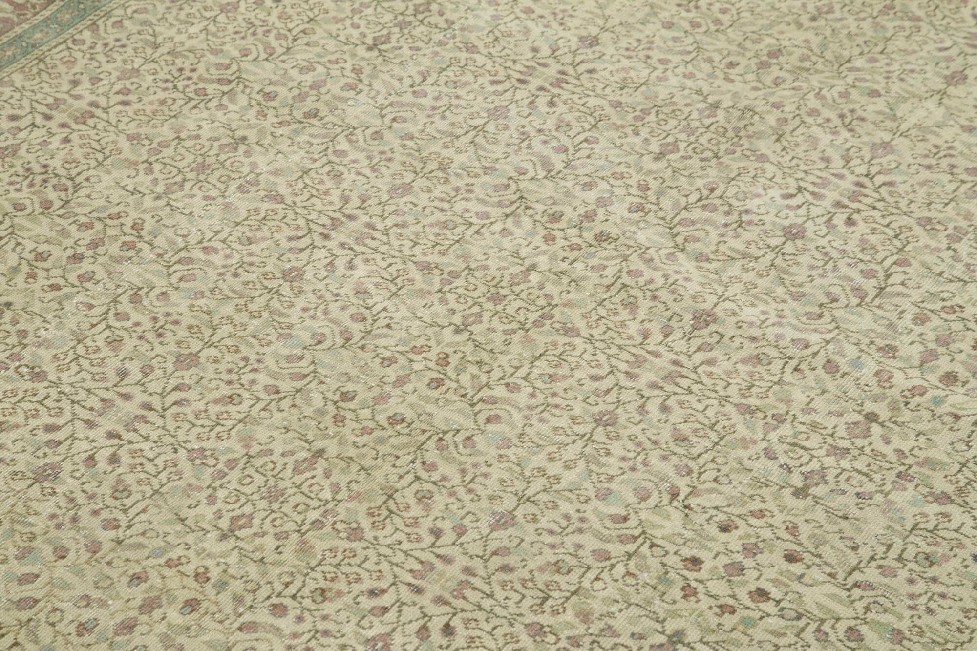 Handmade Vintage Area Rug – Kayseri Beige Wool & Cotton Classic Carpet 6'4''x9'7''