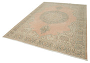 Handmade Vintage Area Rug - Kayseri Beige Cotton Wool Blend 6'9''x9'10'' Durable Wool Carpet