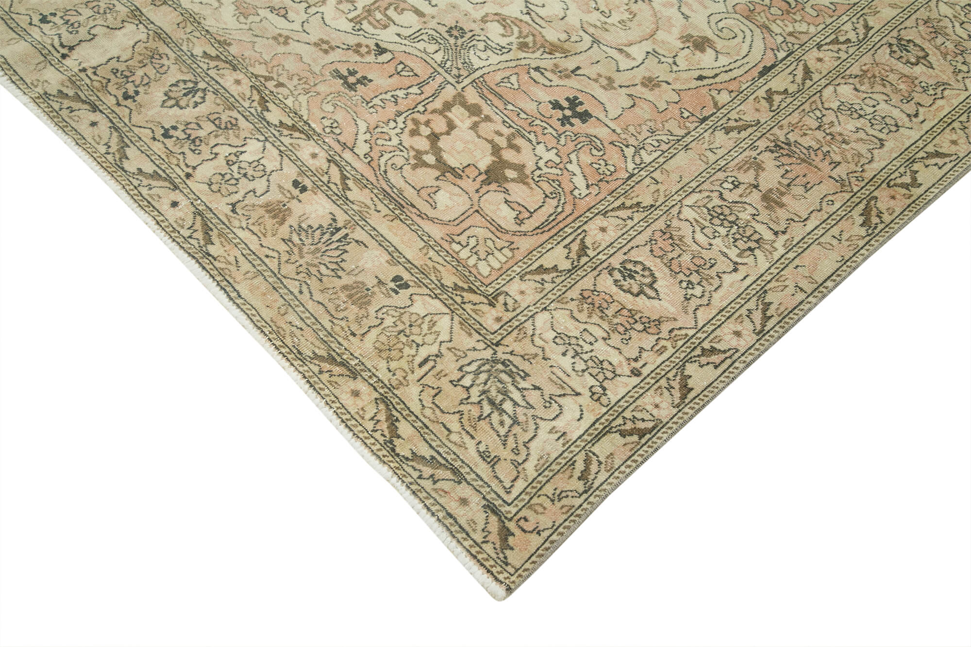 Vintage Cotton Wool Rug – Handmade Area Rug 6'6''x9'8'' Beige Wool Carpet