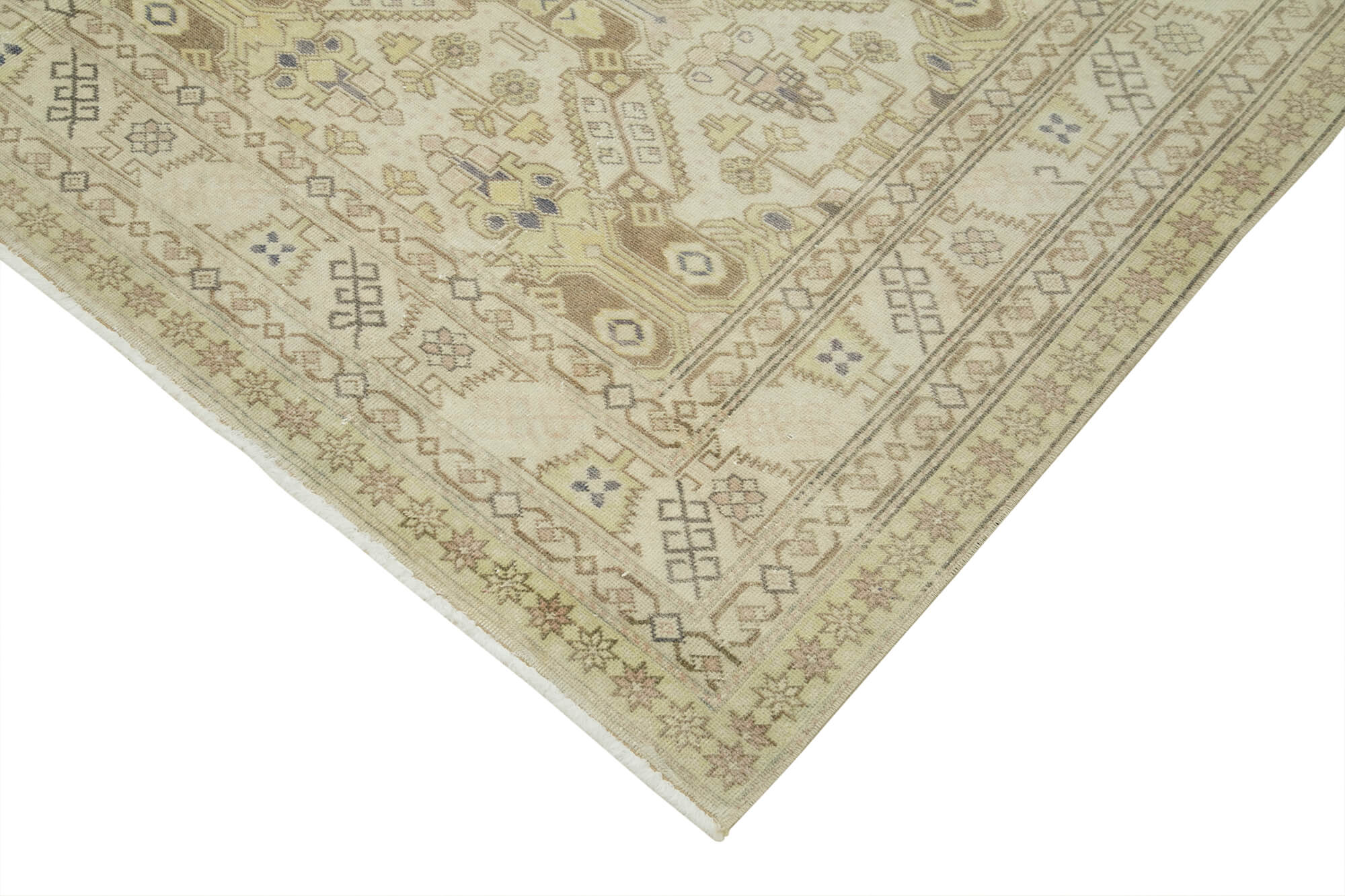 Vintage Wool Area Rug – Hand Woven Rug Cotton Wool Blend 6'5''x9'8'' Beige