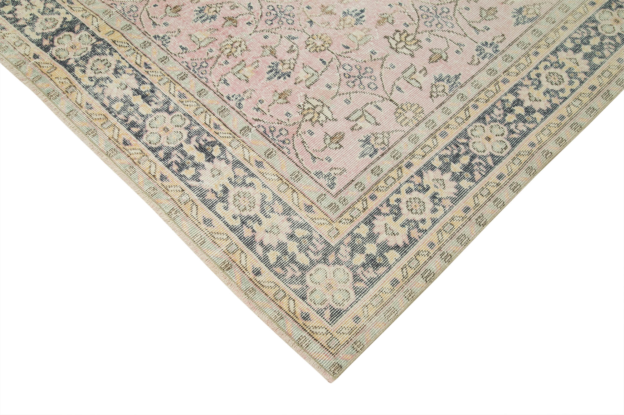 Handmade Vintage Area Rug – Beige Cotton Wool Blend Turkish Wool Carpet 6'9"x10'0"