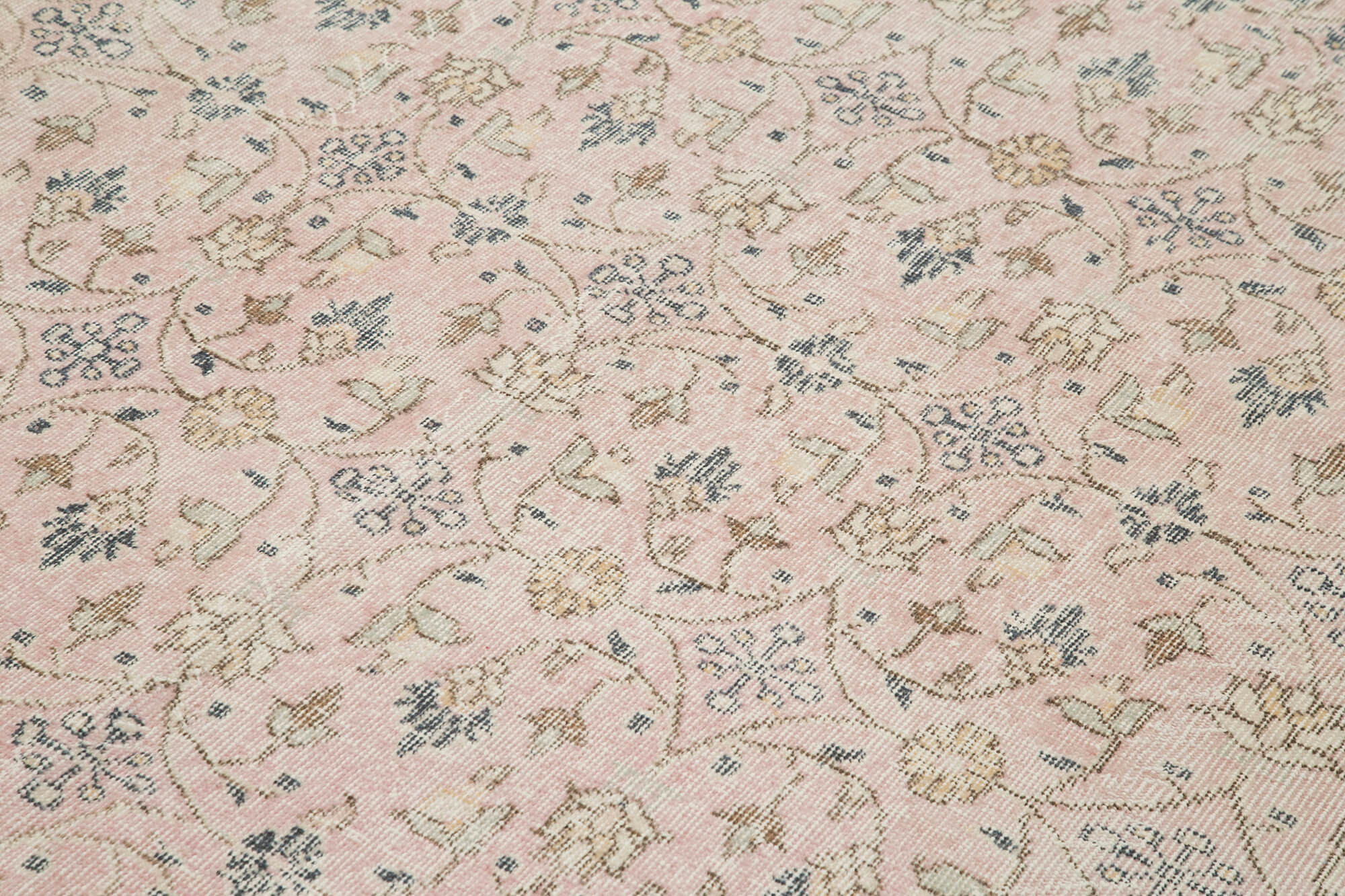 Handmade Vintage Area Rug – Beige Cotton Wool Blend Turkish Wool Carpet 6'9"x10'0"
