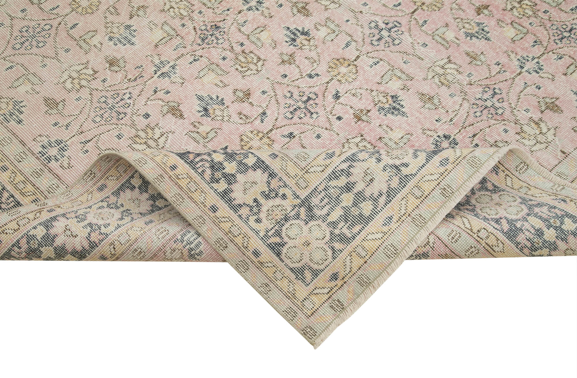 Handmade Vintage Area Rug – Beige Cotton Wool Blend Turkish Wool Carpet 6'9"x10'0"