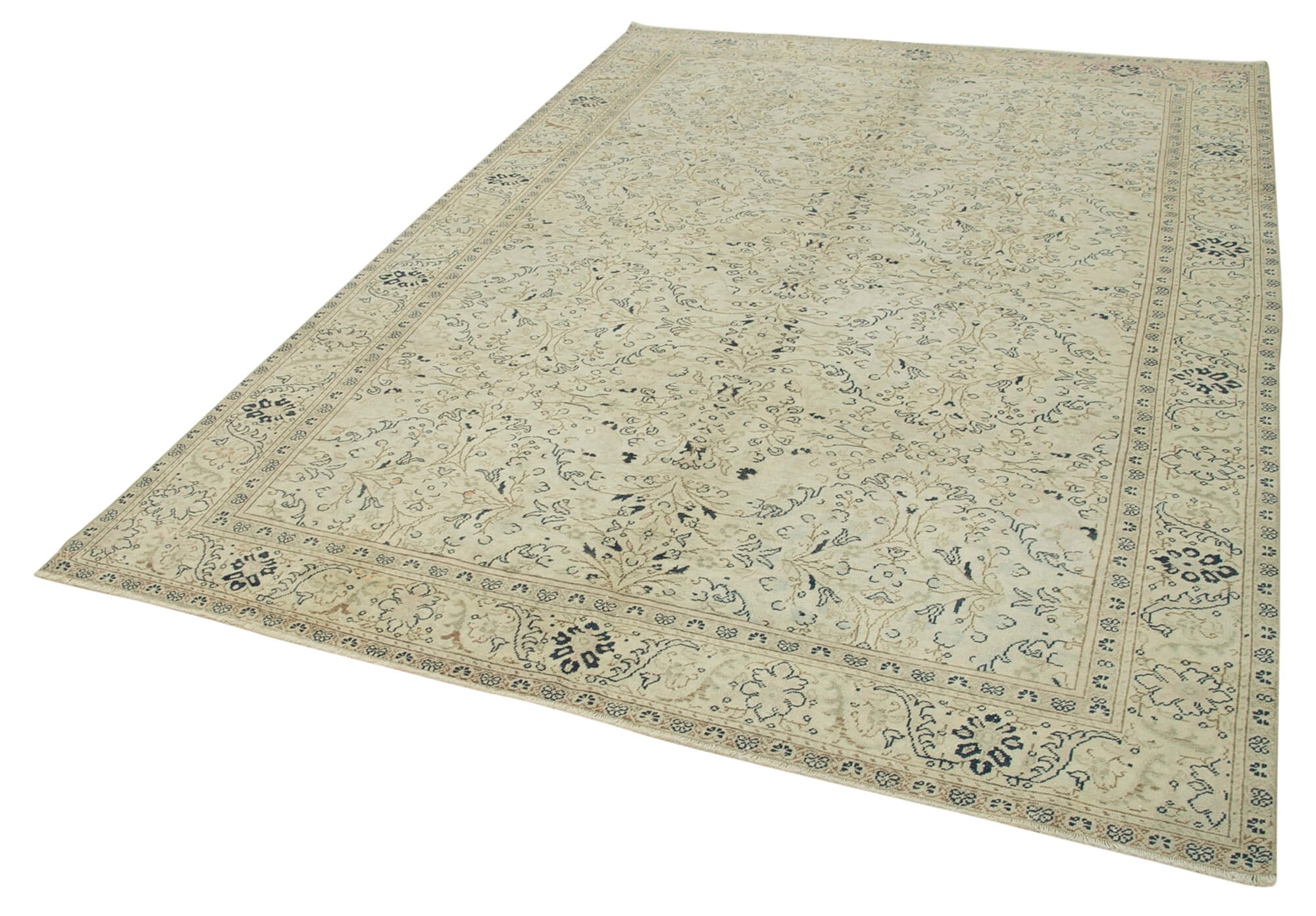 Vintage Cotton Wool Rug - Handmade Area Rug 6'3'' x 9'3'' | Authentic Kayseri Carpet