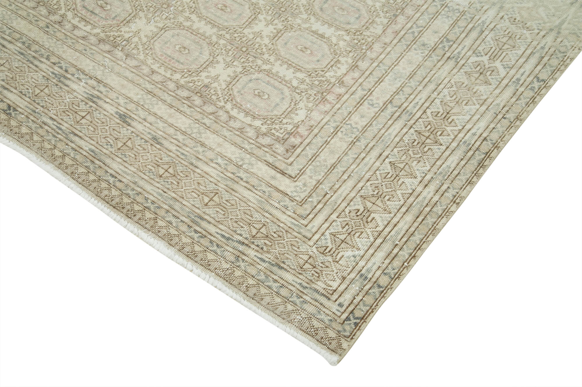 Vintage Cotton Wool Rug – Handmade Area Rug 6'5''x9'6'' Beige Eskitme Style