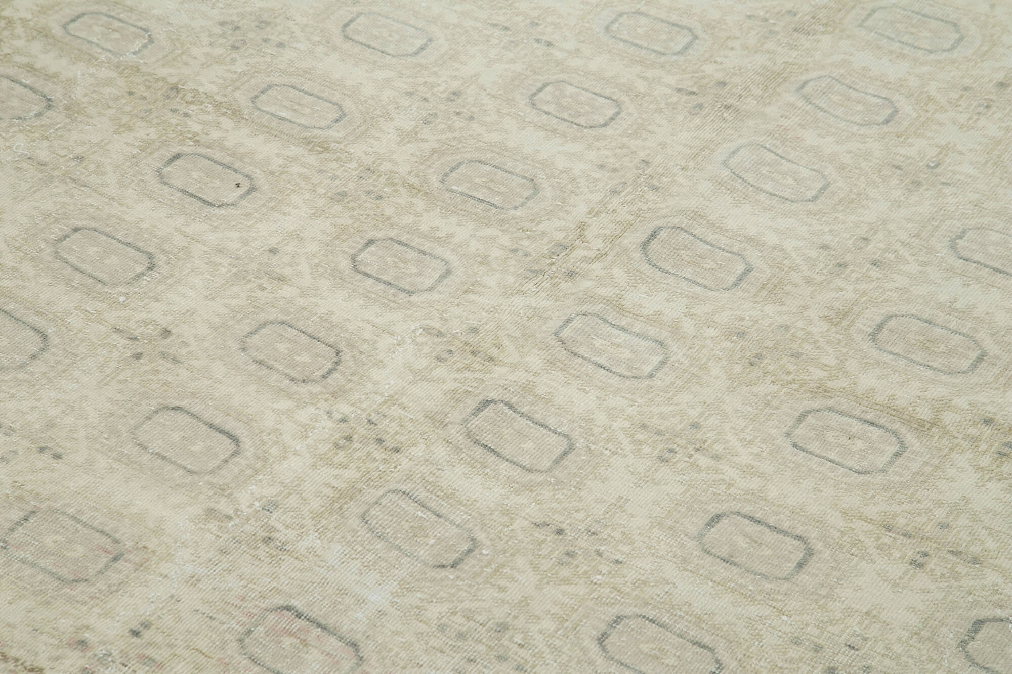 Vintage Cotton Wool Rug – Handmade Area Rug 6'5''x9'6'' Beige Eskitme Style