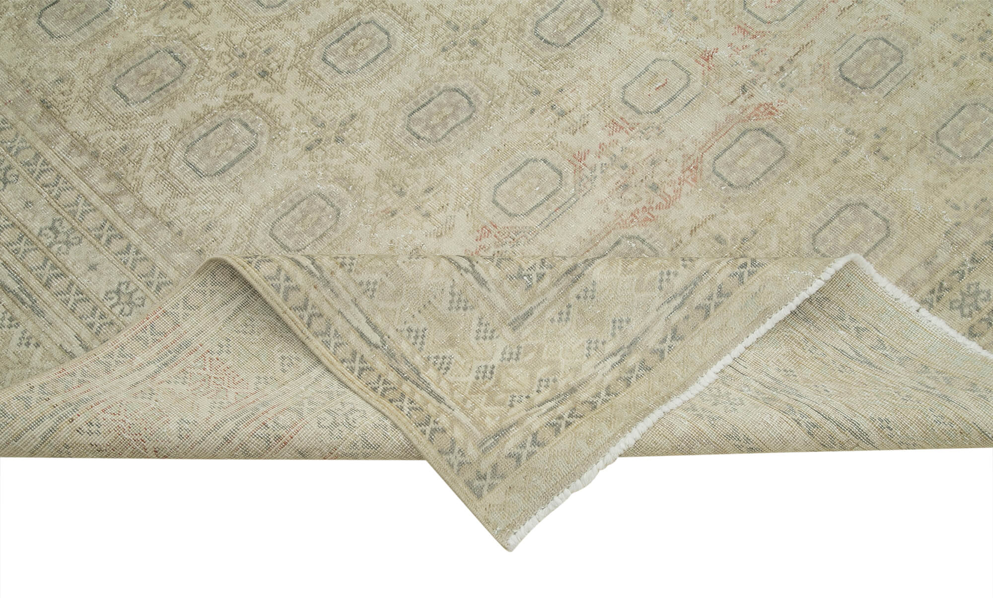 Vintage Cotton Wool Rug – Handmade Area Rug 6'5''x9'6'' Beige Eskitme Style