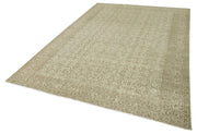 Vintage Handmade Area Rug - Kayseri Beige Cotton Wool Hand Woven Rug 6'6''x9'7''
