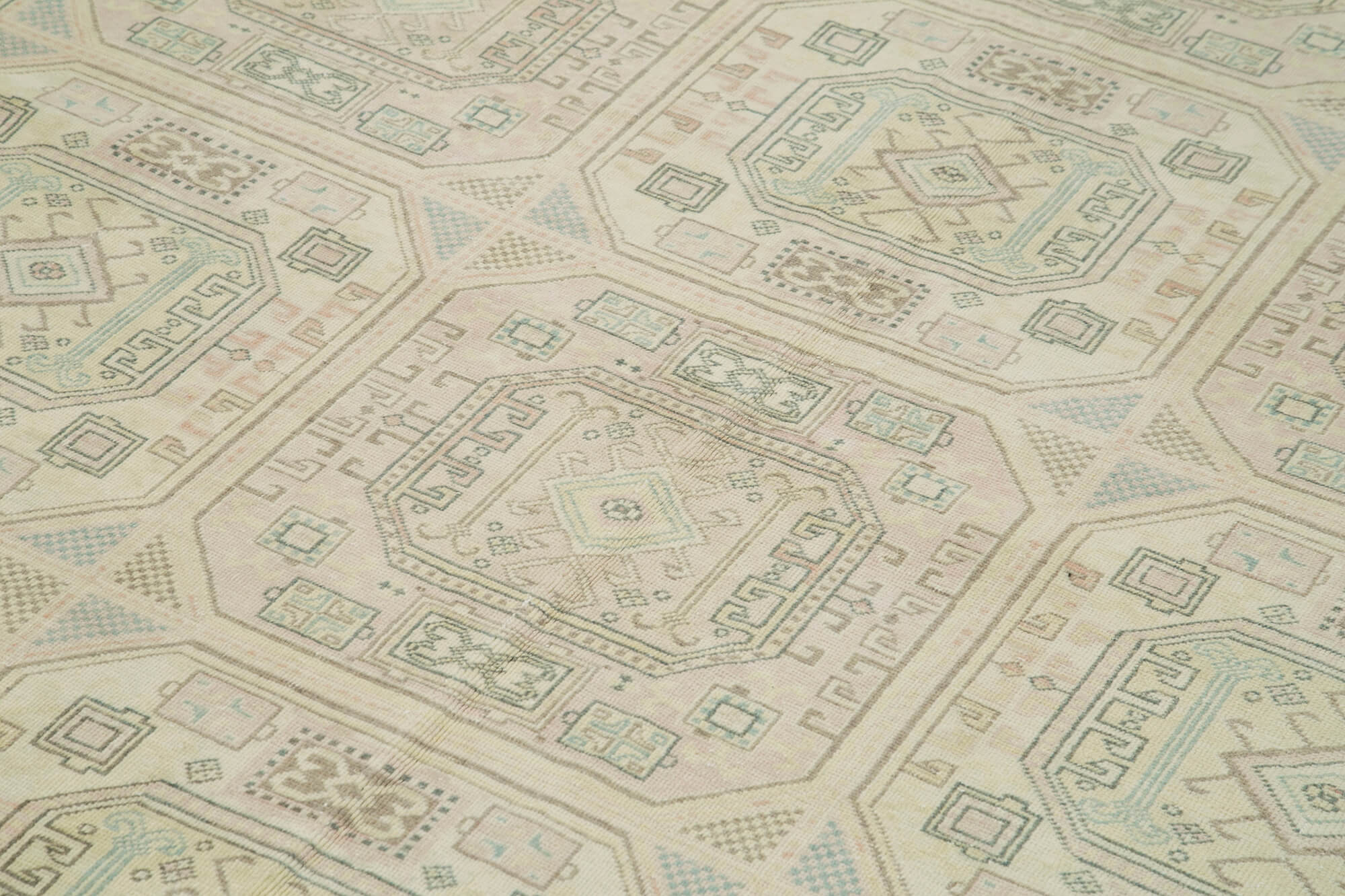 Handmade Wool Area Rug - Vintage Cotton Rug Beige 6'2''x9'8'' | Authentic Kayseri