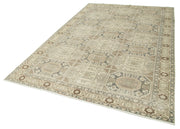 Vintage Cotton Wool Rug - Handmade Area Rug 6'5''x9'7'' | Beige Wool Carpet