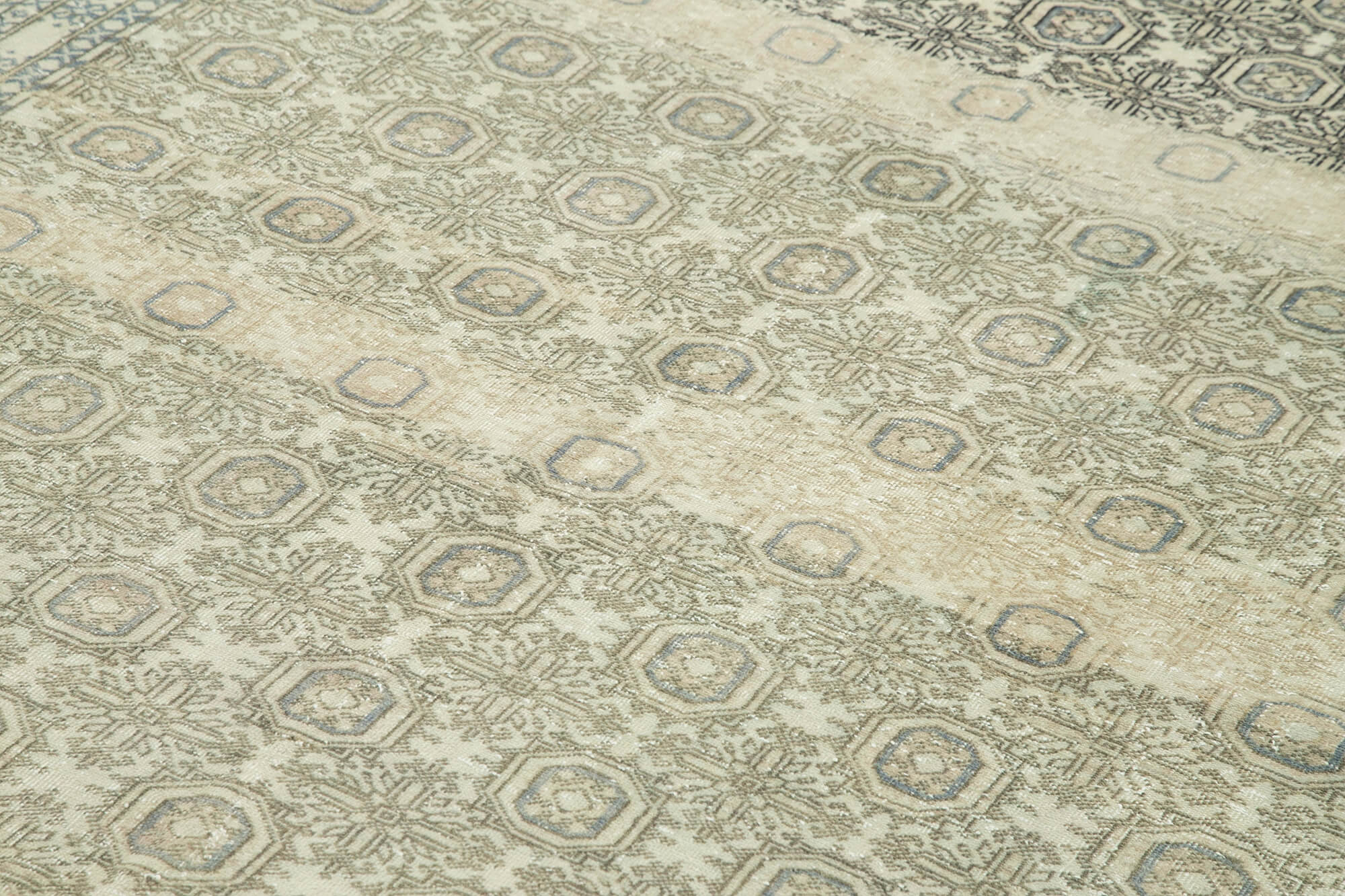 Vintage Handmade Area Rug - Kayseri 6x9 Classic Beige Cotton Wool Carpet