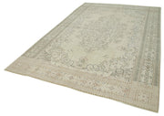 Vintage Cotton Wool Rug - Handmade Area Rug 6'9'' x 10'4'' Beige Classic Style Carpet