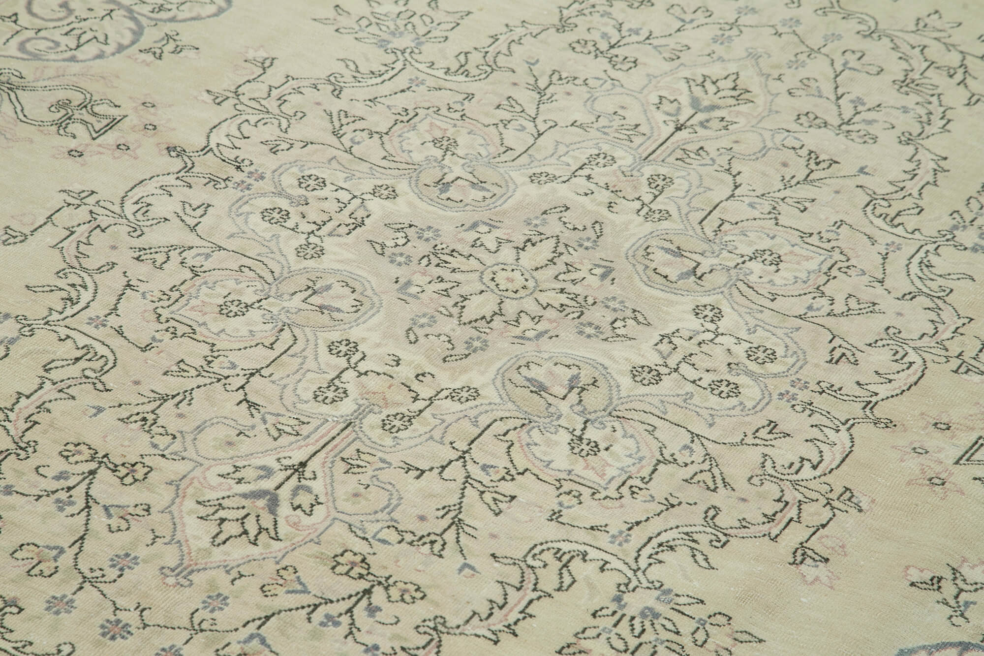 Vintage Cotton Wool Rug - Handmade Area Rug 6'9'' x 10'4'' Beige Classic Style Carpet