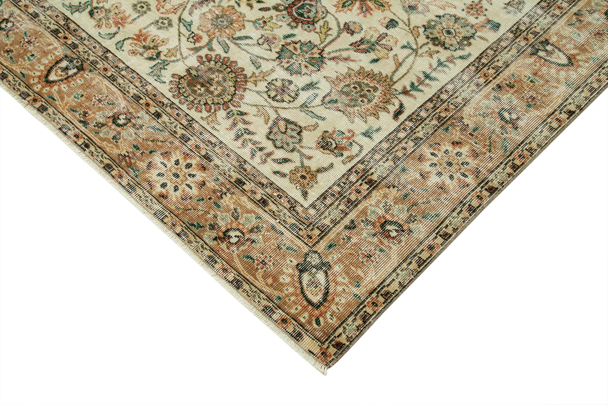 Vintage Cotton Wool Rug – Handmade Area Rug 6'3''x9'5'' | Classic Style Beige Carpet