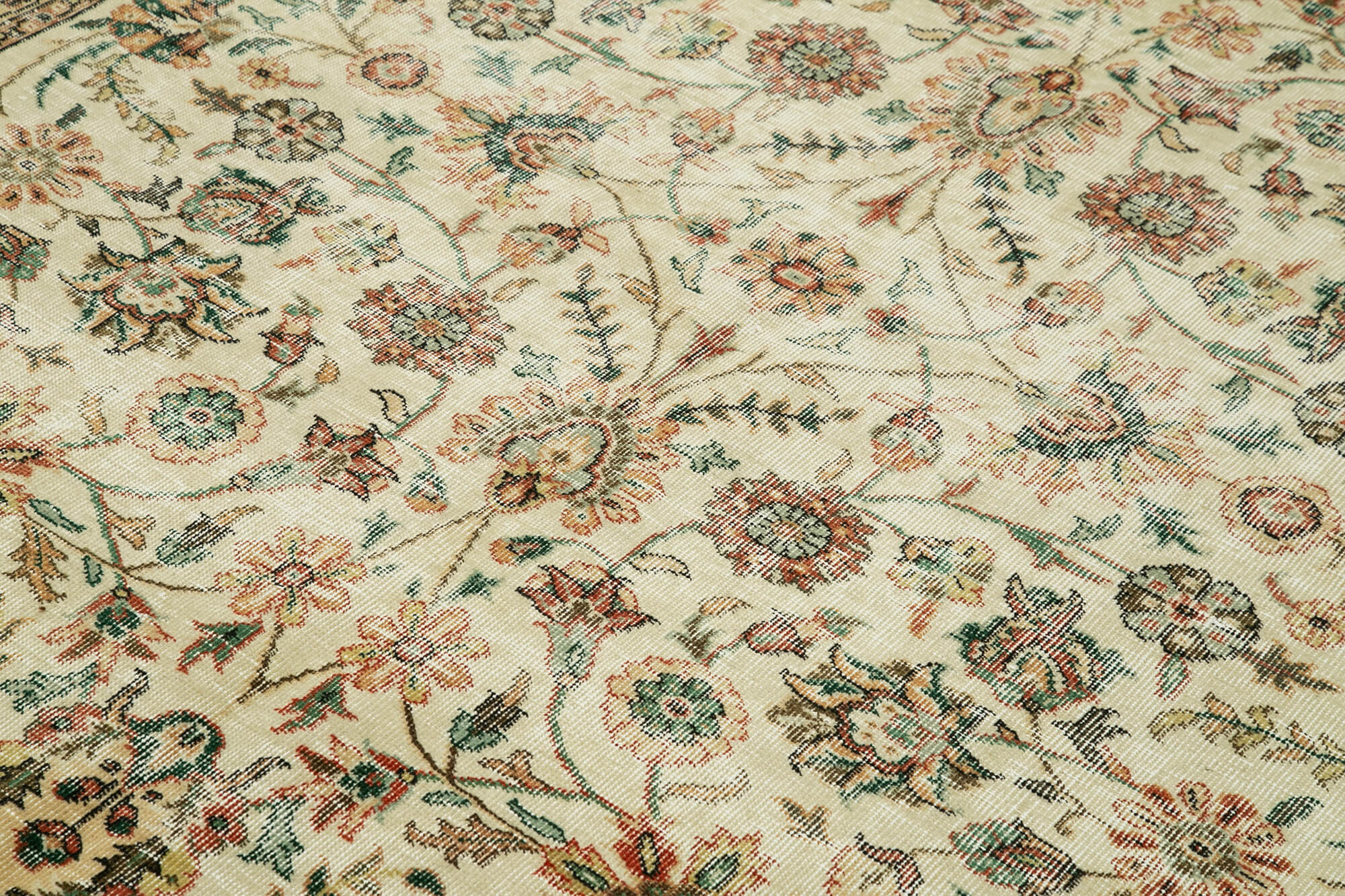 Vintage Cotton Wool Rug – Handmade Area Rug 6'3''x9'5'' | Classic Style Beige Carpet