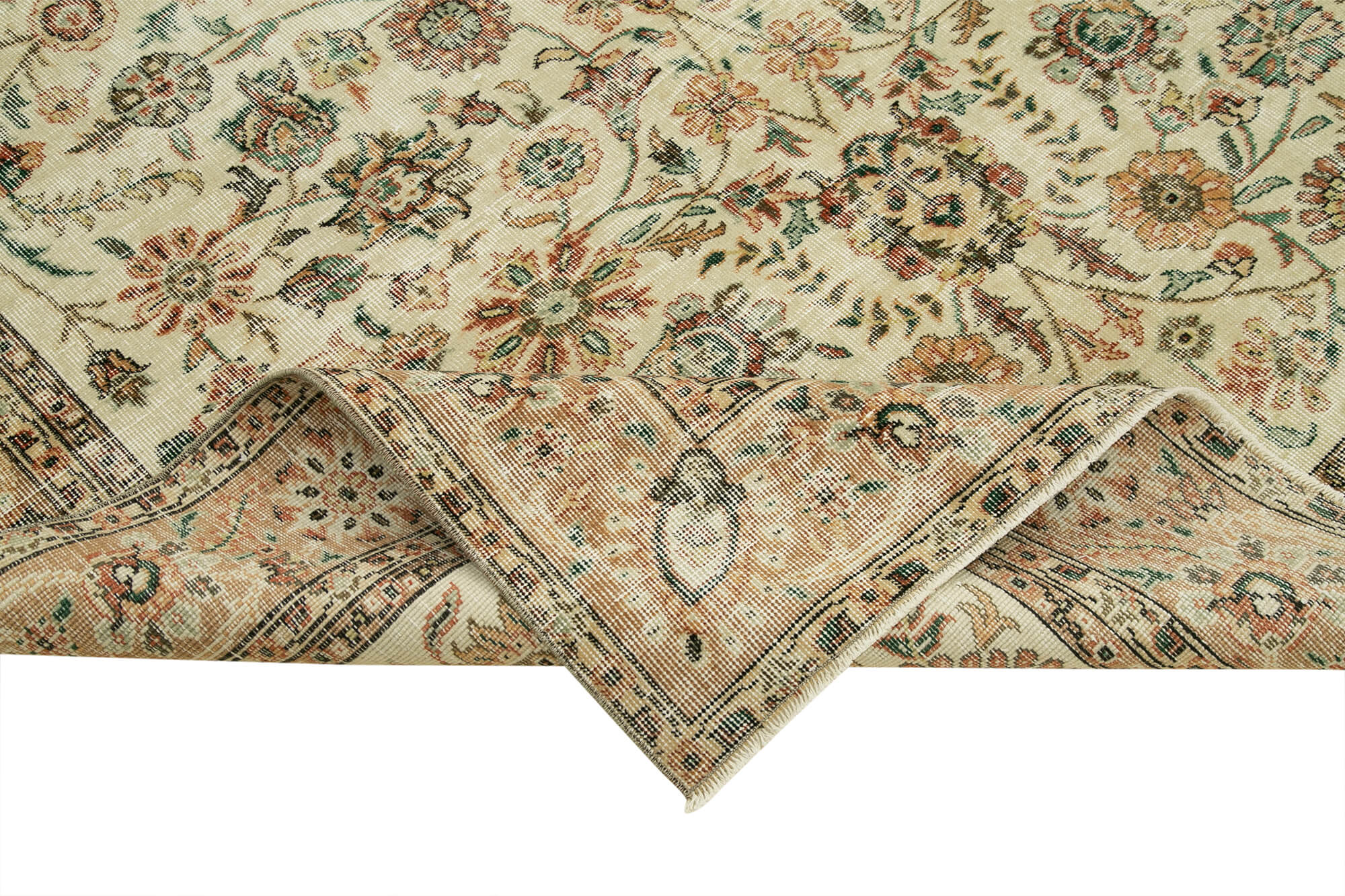 Vintage Cotton Wool Rug – Handmade Area Rug 6'3''x9'5'' | Classic Style Beige Carpet