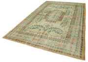 Vintage Handmade Area Rug – Beige Cotton Wool Carpet, Hand Woven Turkish Rug 6'7"x10'7"
