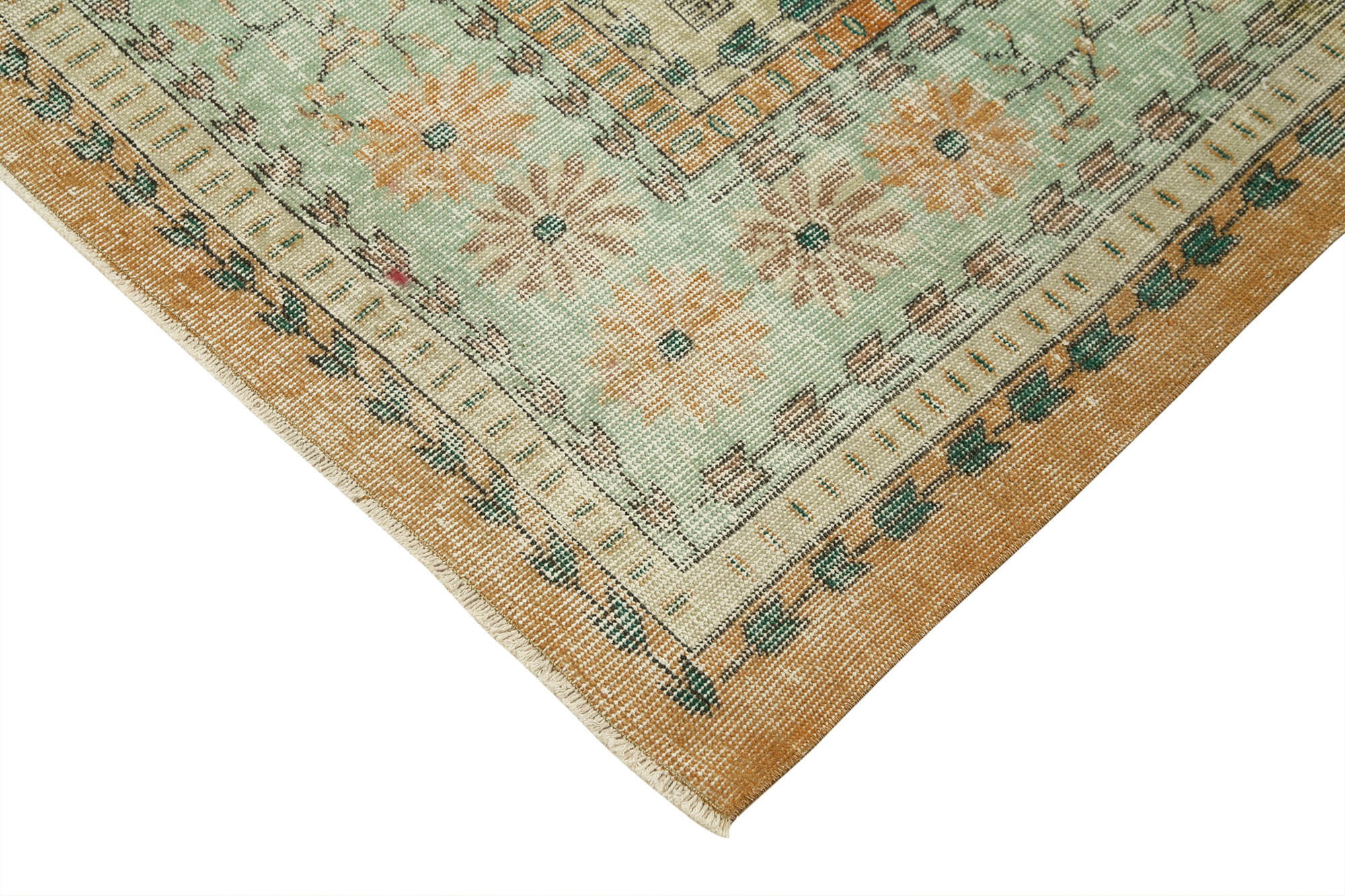 Vintage Handmade Area Rug – Beige Cotton Wool Carpet, Hand Woven Turkish Rug 6'7"x10'7"