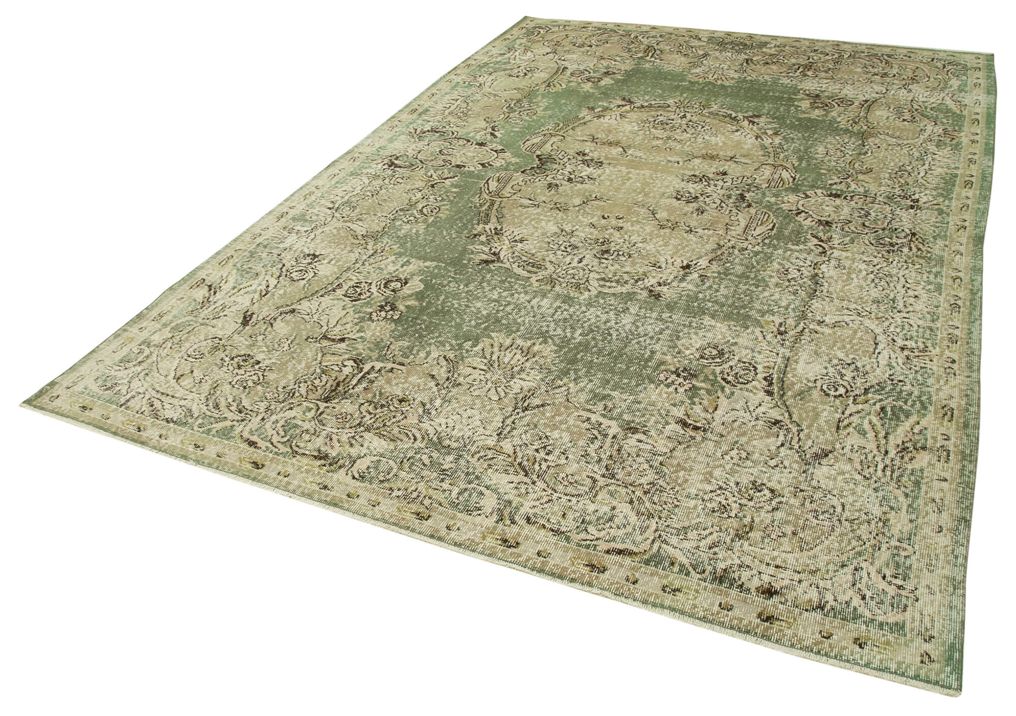 Vintage Cotton Wool Rug – Handmade Area Rug 6'10''x10'4'' | Neutral Beige Turkish Vintage Carpet