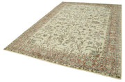 Vintage Wool Area Rug – Handmade Cotton Wool Blend Rug 7'1''x10'3'' Beige