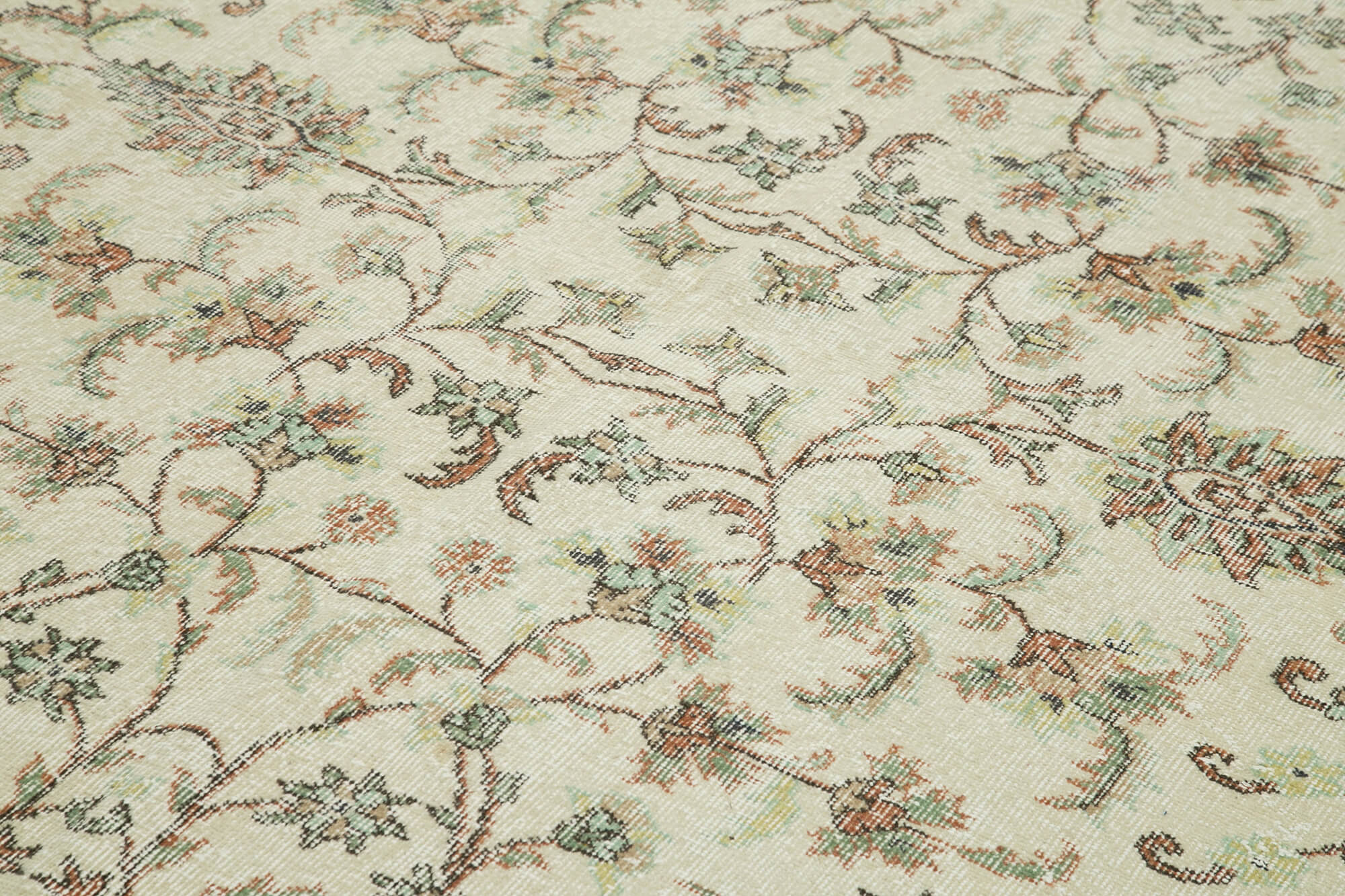 Vintage Wool Area Rug – Handmade Cotton Wool Blend Rug 7'1''x10'3'' Beige