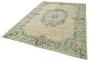 Handmade Vintage Area Rug – Kayseri Beige Cotton Wool, Traditional Hand Knotted Classic Carpet 6'6''x9'