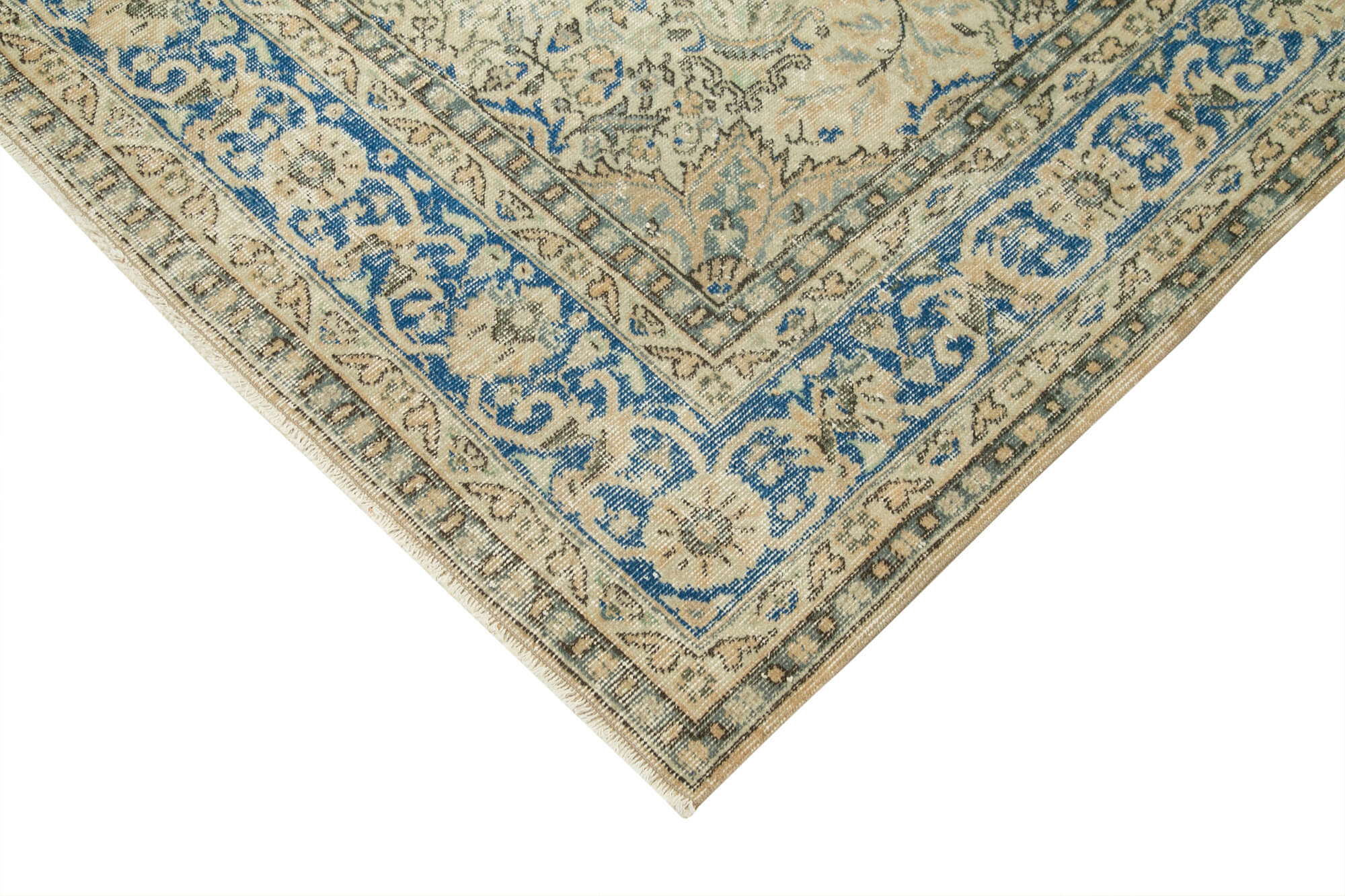 Vintage Cotton Wool Rug – Hand Woven Area Rug 6'9'' x 10'8'' Beige Traditional