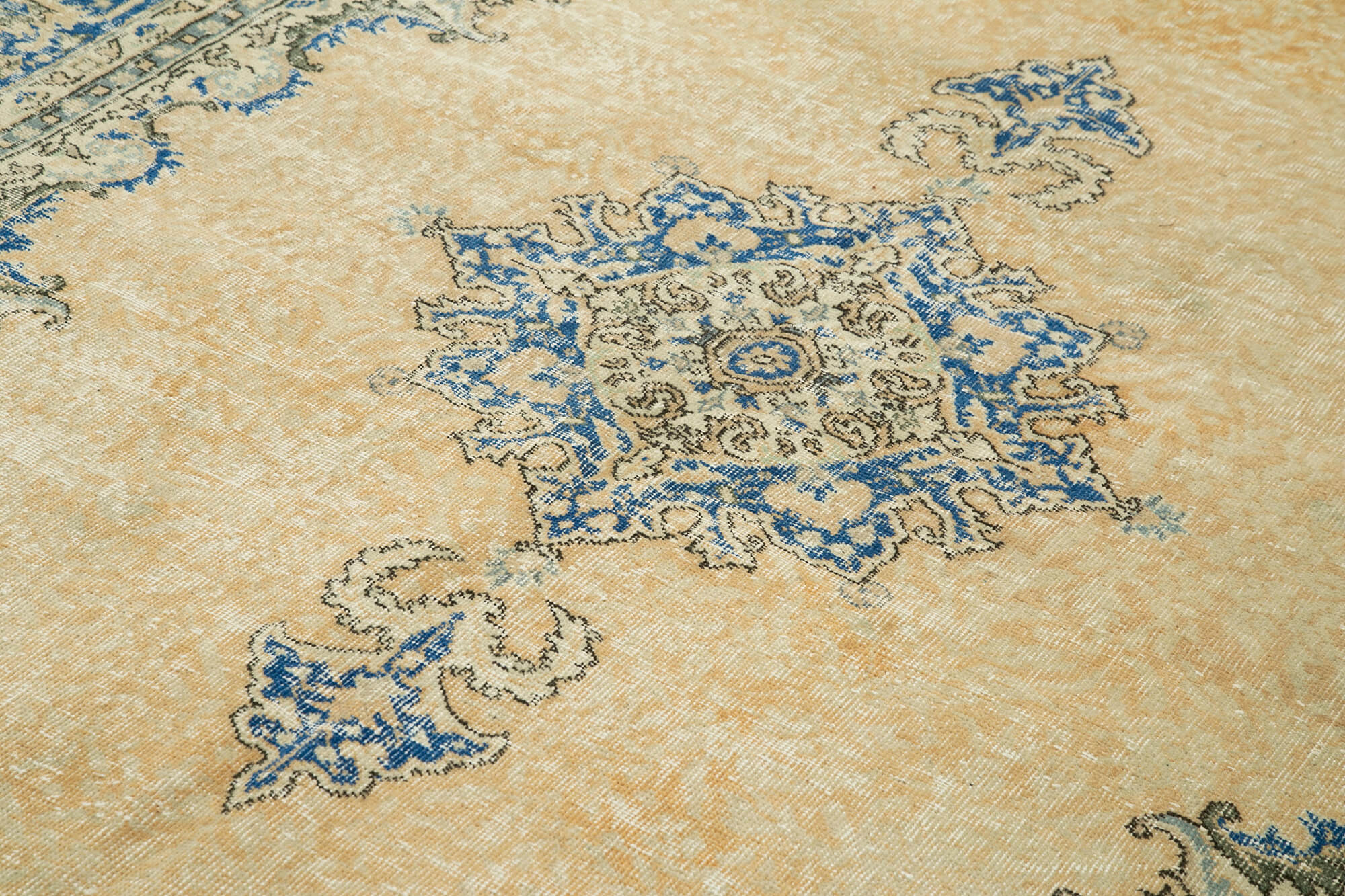 Vintage Cotton Wool Rug – Hand Woven Area Rug 6'9'' x 10'8'' Beige Traditional