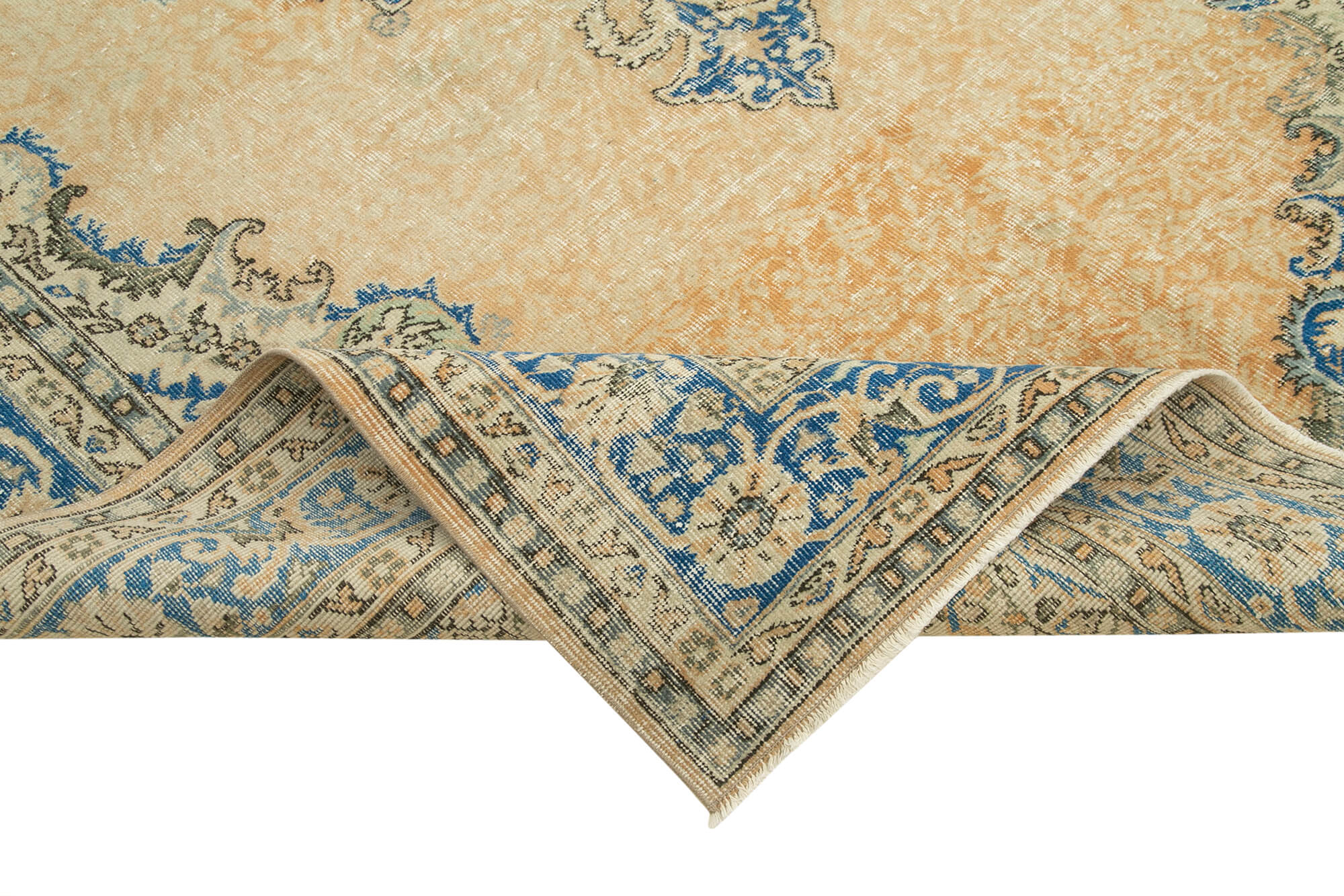 Vintage Cotton Wool Rug – Hand Woven Area Rug 6'9'' x 10'8'' Beige Traditional