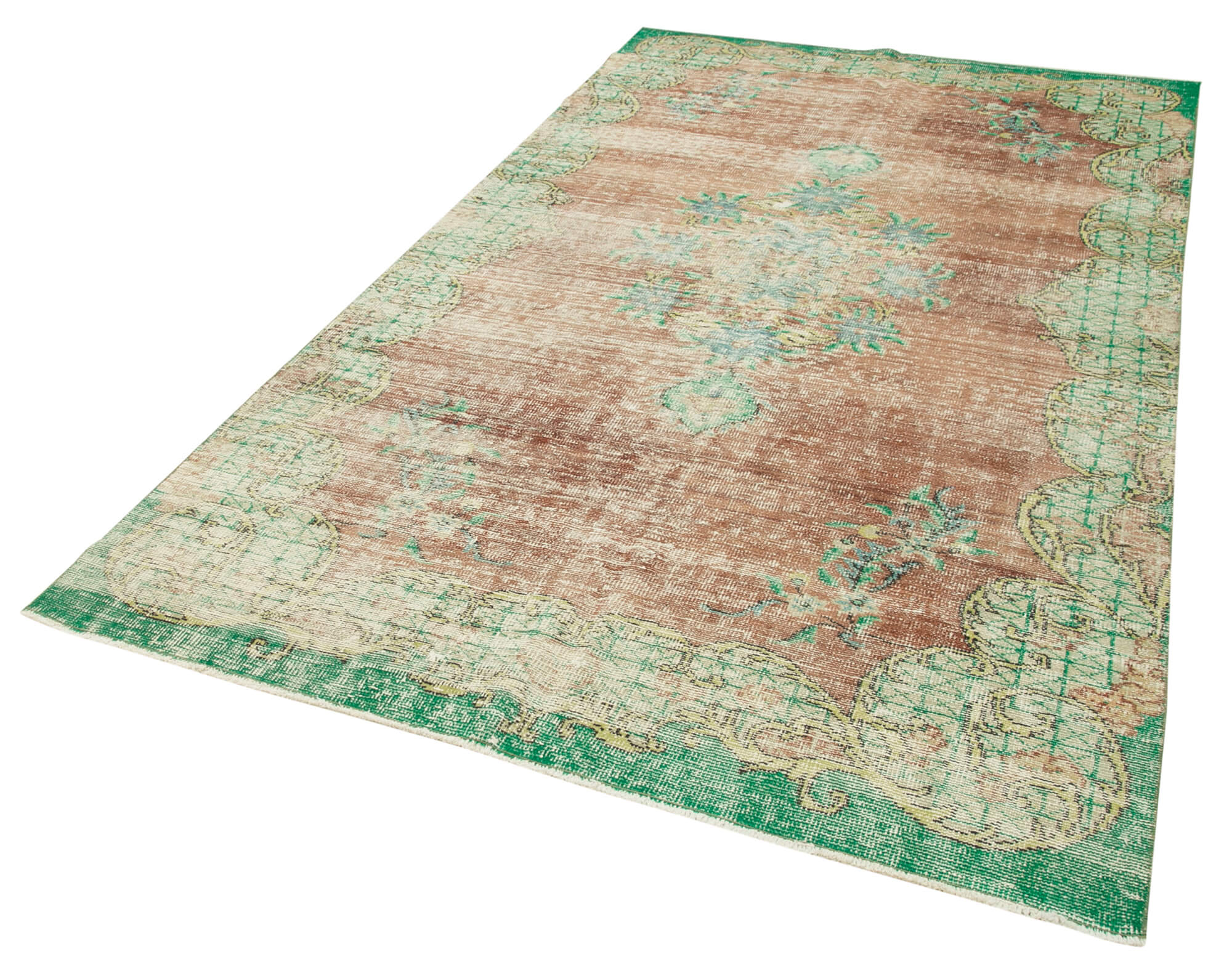 Handmade Vintage Area Rug – Beige Wool Cotton Floor Covering 5'5''x9'5''