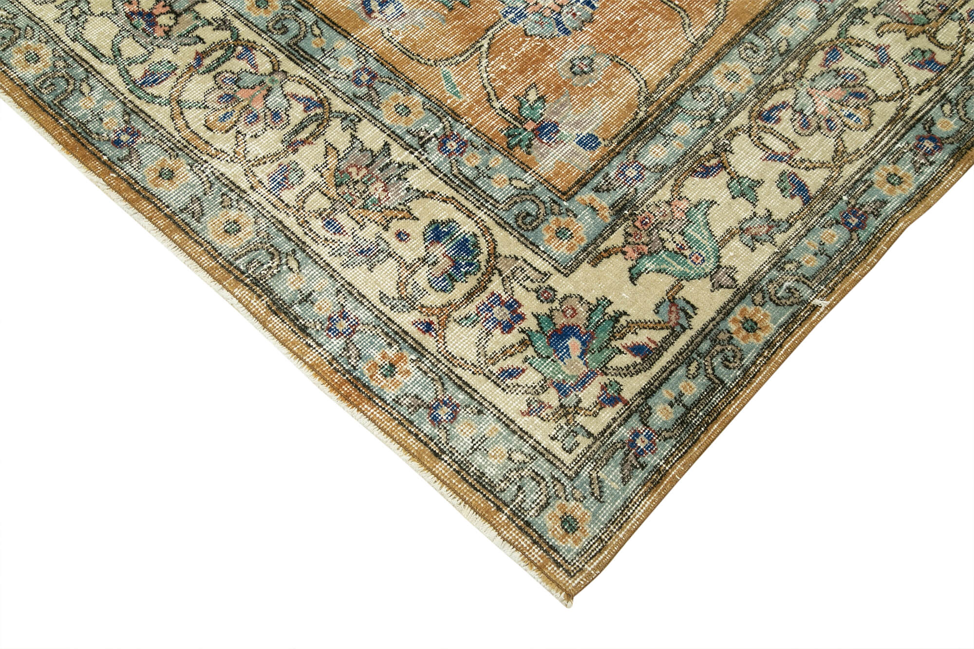 Handmade Vintage Area Rug - Kayseri Beige Turkish Wool & Cotton Rug 6'10"x10'0"