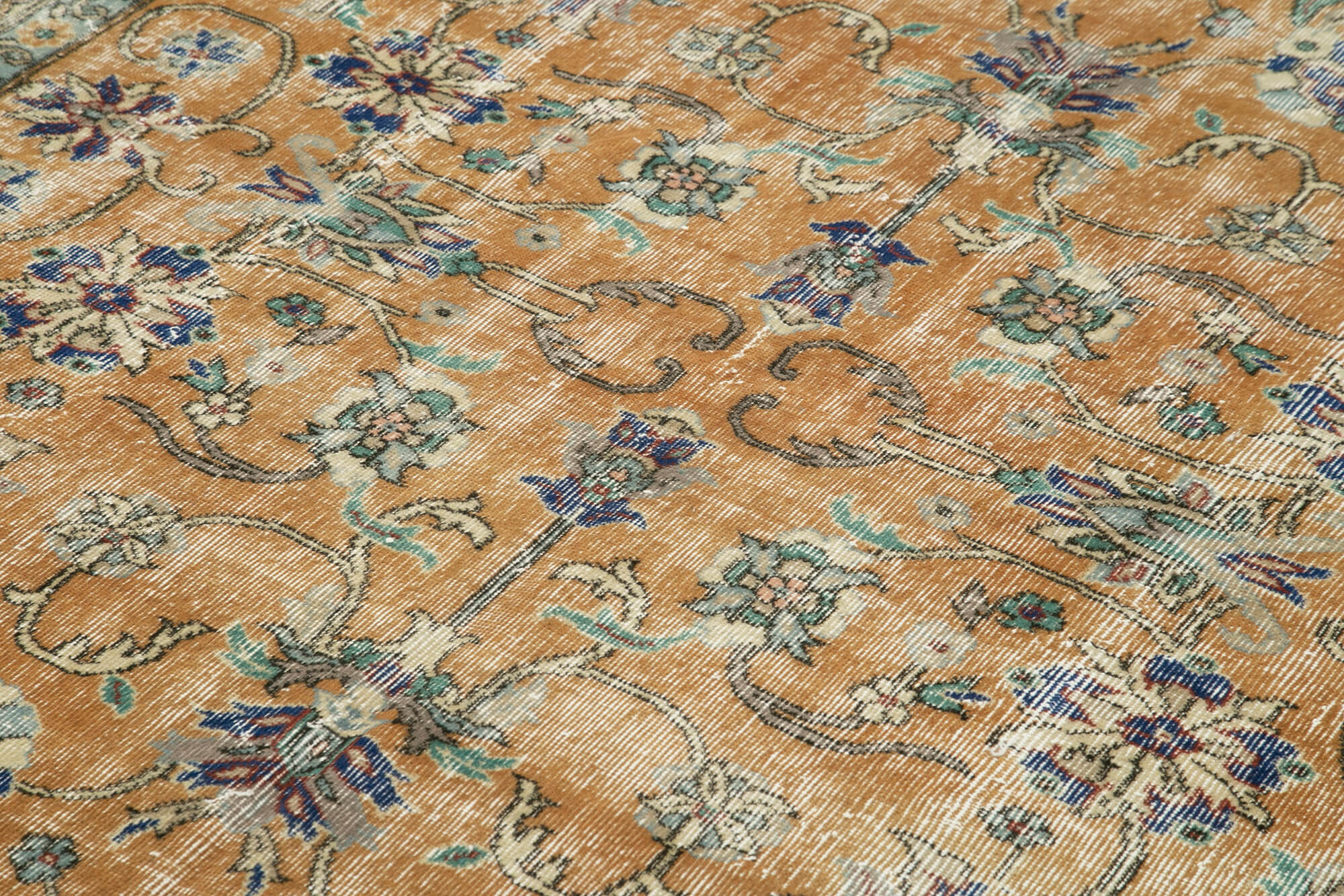 Handmade Vintage Area Rug - Kayseri Beige Turkish Wool & Cotton Rug 6'10"x10'0"