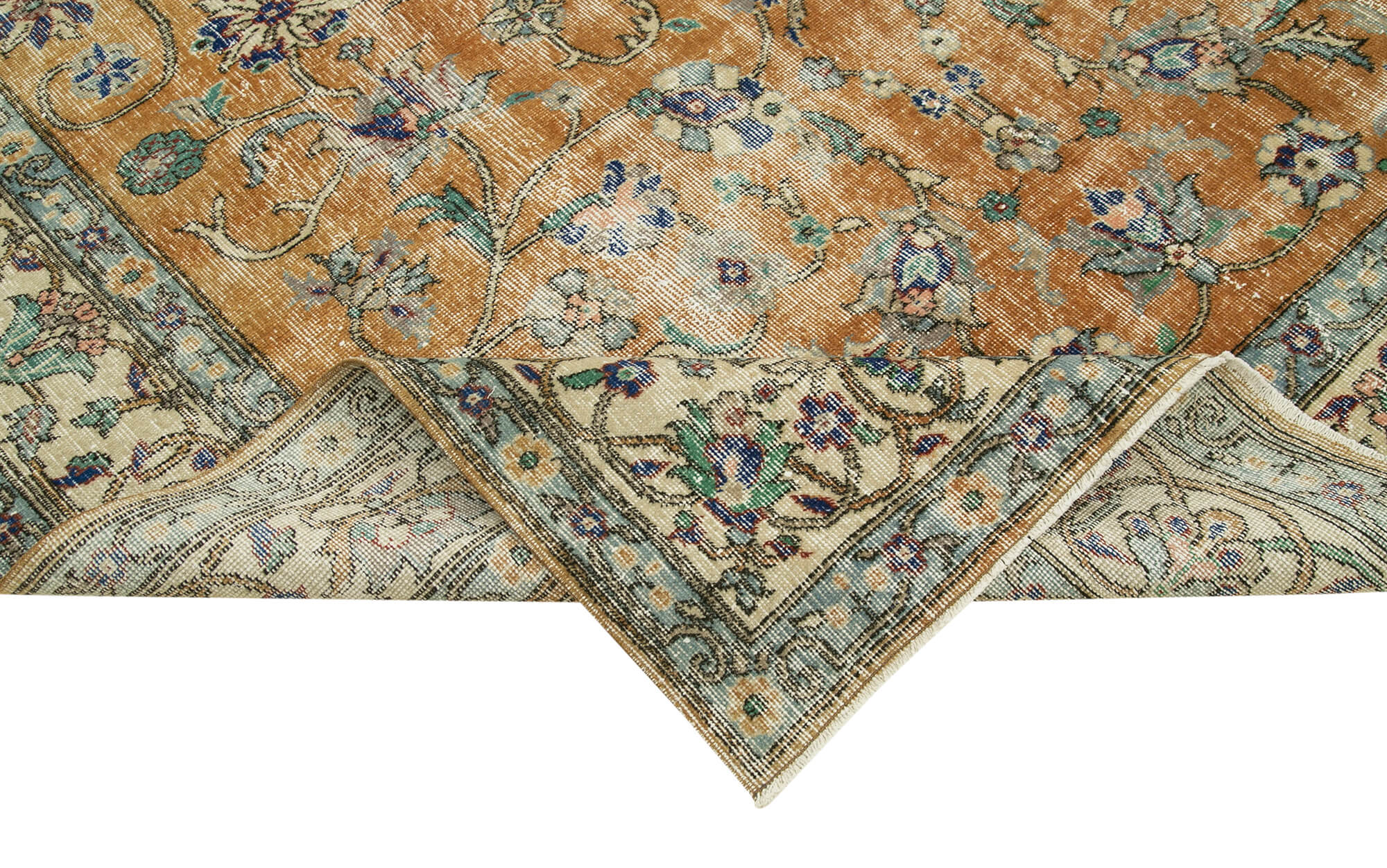 Handmade Vintage Area Rug - Kayseri Beige Turkish Wool & Cotton Rug 6'10"x10'0"