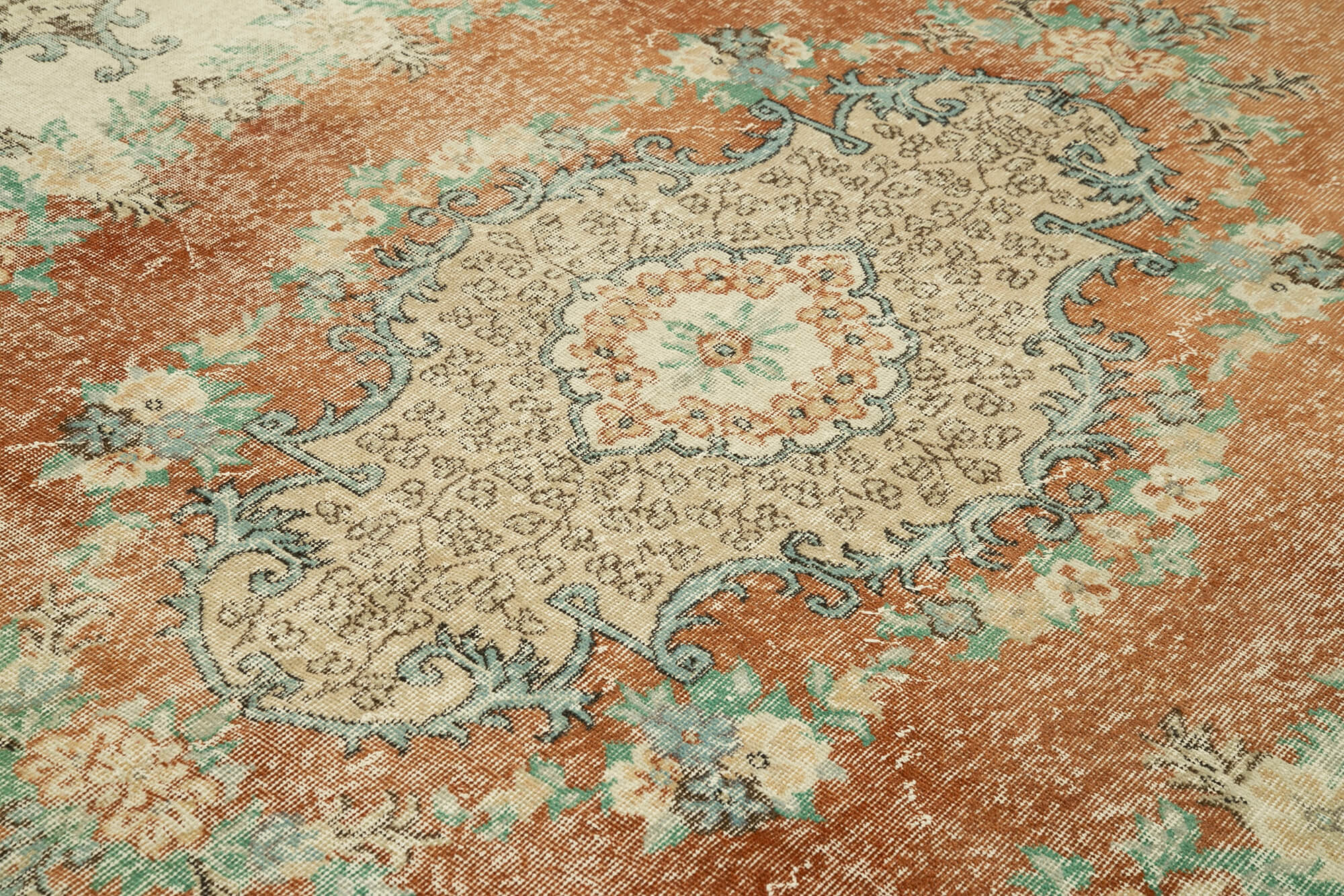 Handmade Area Rug – Vintage Cotton Wool Rug 6'11'' x 10'6'' | Neutral Beige