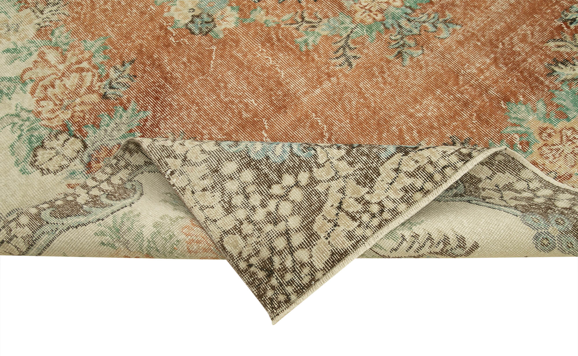 Handmade Area Rug – Vintage Cotton Wool Rug 6'11'' x 10'6'' | Neutral Beige