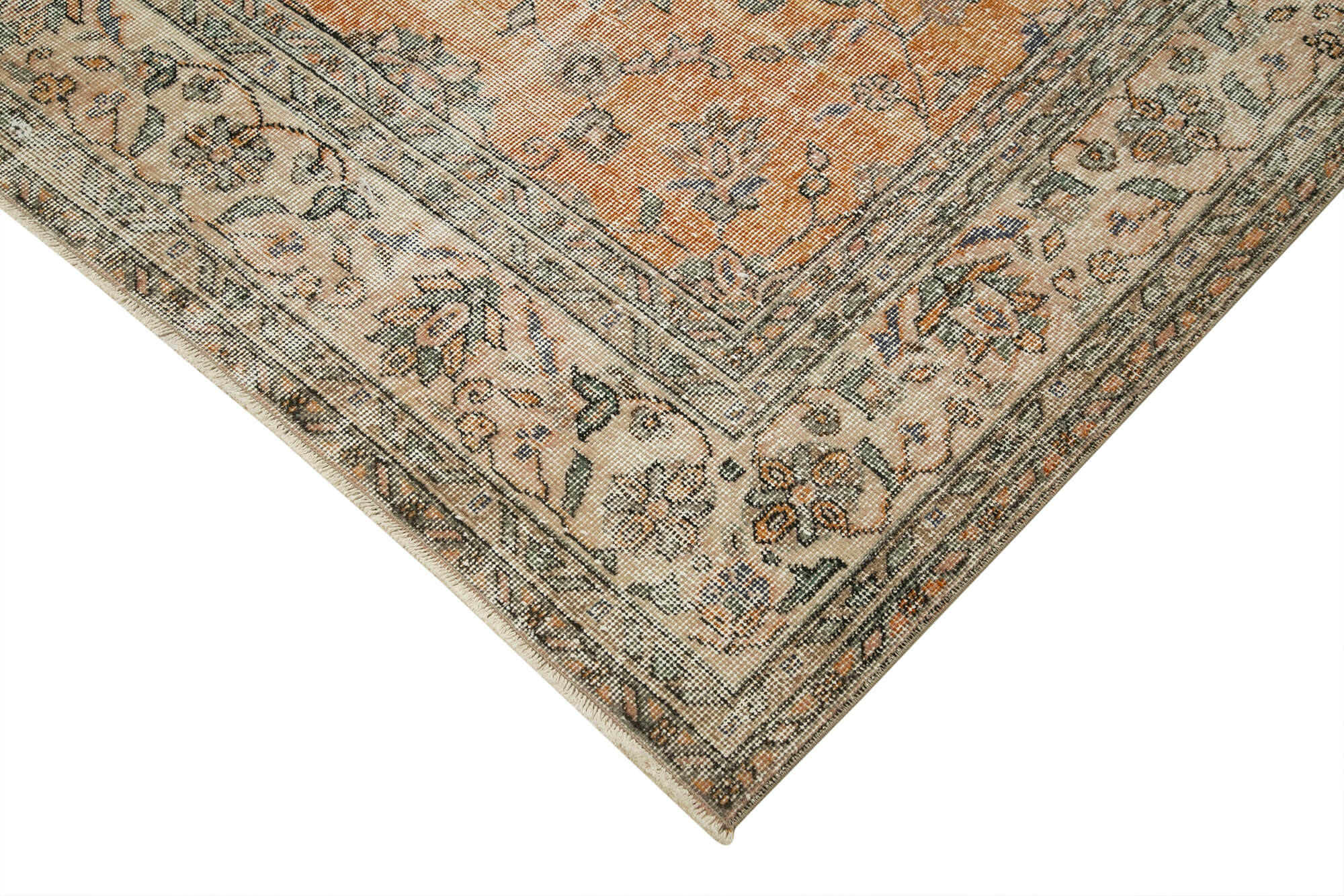 Handmade Vintage Area Rug – Turkish Cotton Wool 7x11 Neutral Beige Carpet